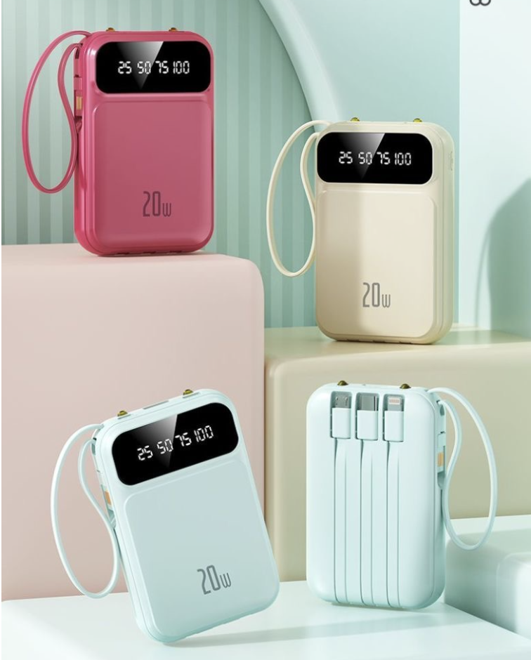 Equipped with 4 lines of 10000 mah power bank large capacity small portable green 10000ma