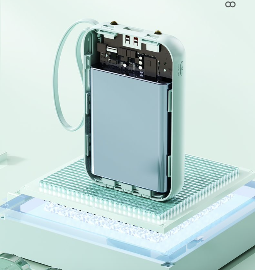 Equipped with 4 lines of 10000 mah power bank large capacity small portable green 10000ma
