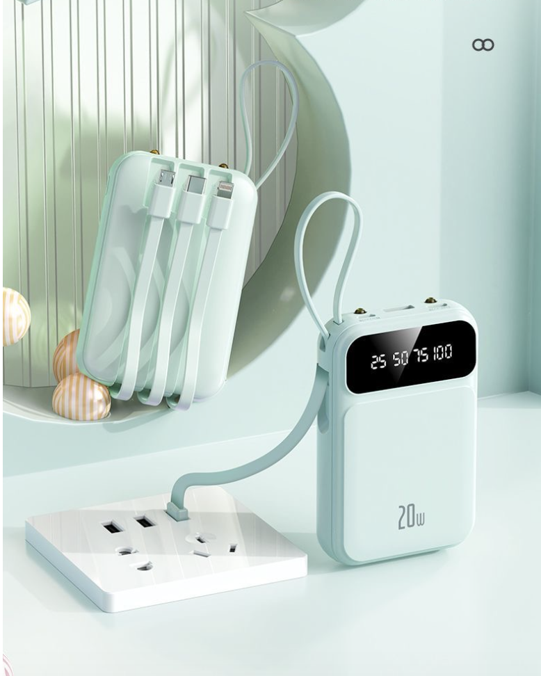 Equipped with 4 lines of 10000 mah power bank large capacity small portable green 10000ma