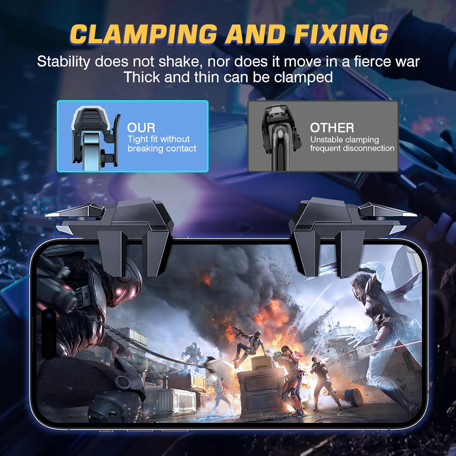 Mobile Game Triggers for iPhone/Android, Shooting Sensitive Controllers, Joystick Aiming & Shooting Triggers, for PUBG, COD, Fortnite, Zero Lag, 6 Finger Gamepads - High Sensitivity.