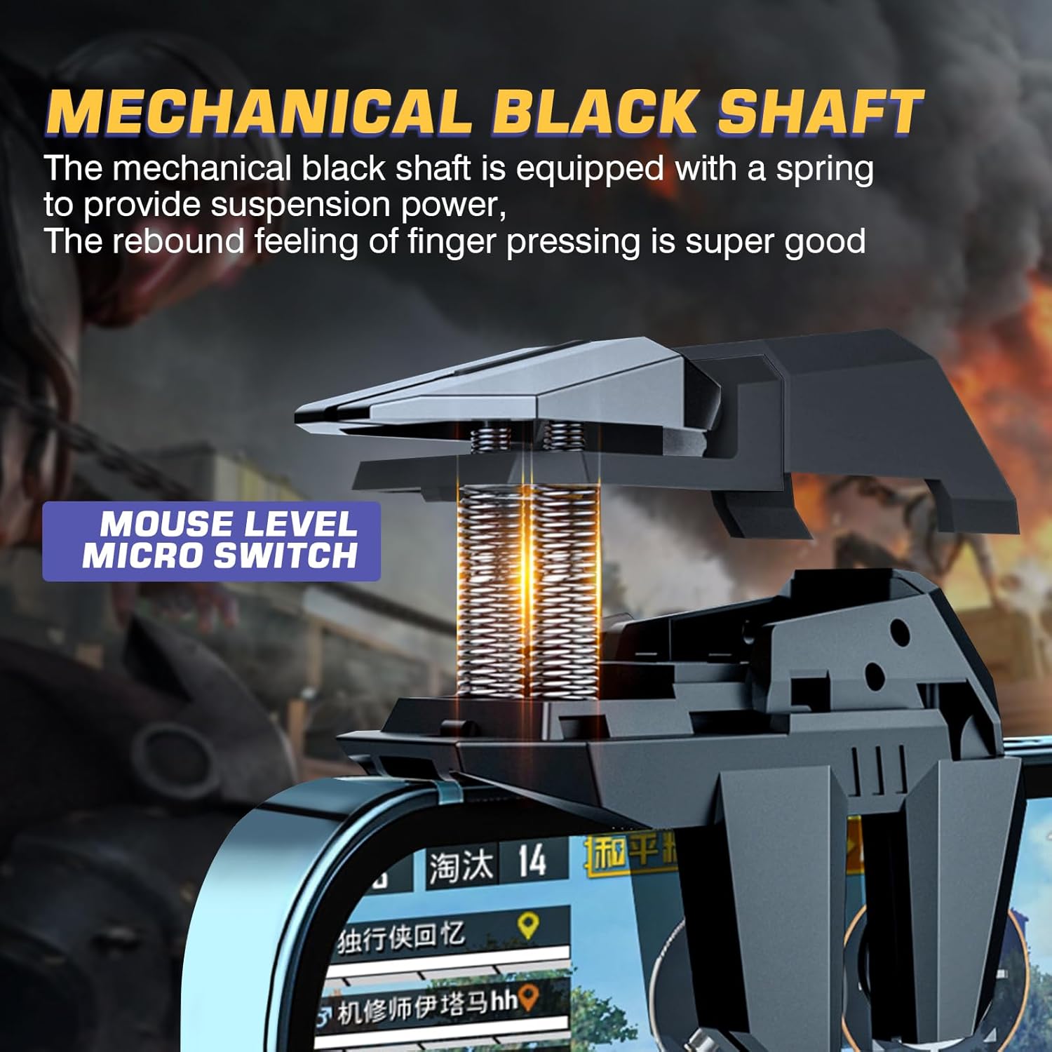 Mobile Game Triggers for iPhone/Android, Shooting Sensitive Controllers, Joystick Aiming & Shooting Triggers, for PUBG, COD, Fortnite, Zero Lag, 6 Finger Gamepads - High Sensitivity.