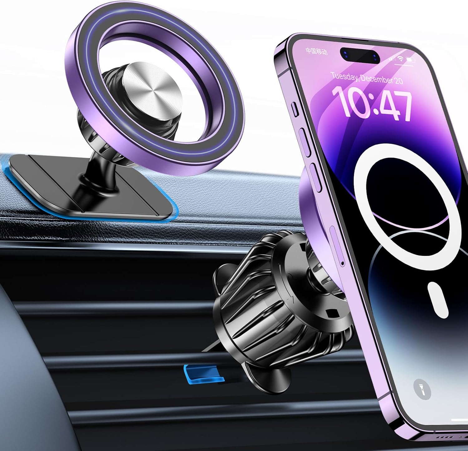 Magsafe Car Mount【20 Strong Magnets】Magnetic Phone Holder for Car Phone Holder Mount Dash【360°】Cell Phone Holders for Your Car Accessories for Women Men iPhone 16 Pro Max 15 14 13 12 Plus