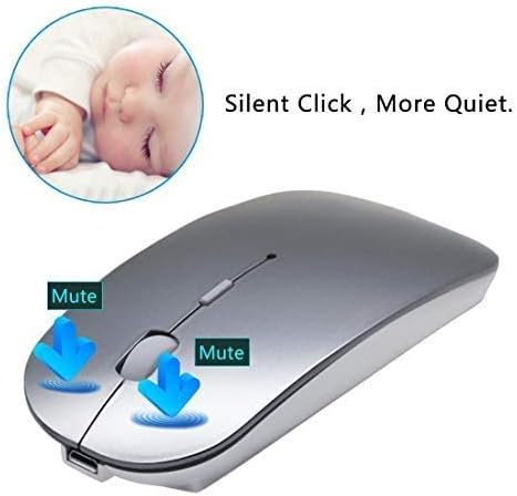 Bluetooth Mouse,Rechargeable Wireless Mouse for MacBook Pro/MacBook Air/Laptop/PC/Mac/iPad pro/Computer,Bluetooth 5.2 + 3.0 +2.4G USB Receiver black Bluetooth 5.2 dual-mode rechargeable sil