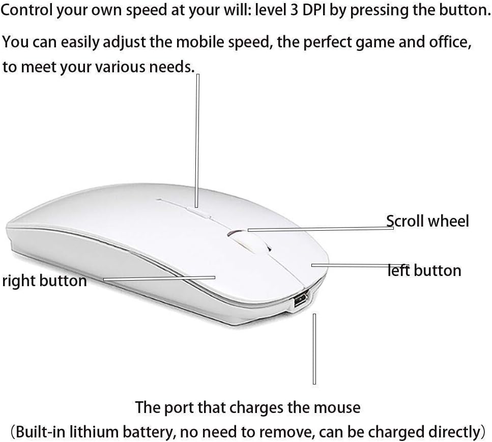 Bluetooth Mouse,Rechargeable Wireless Mouse for MacBook Pro/MacBook Air/Laptop/PC/Mac/iPad pro/Computer,Bluetooth 5.2 + 3.0 +2.4G USB Receiver black Bluetooth 5.2 dual-mode rechargeable sil
