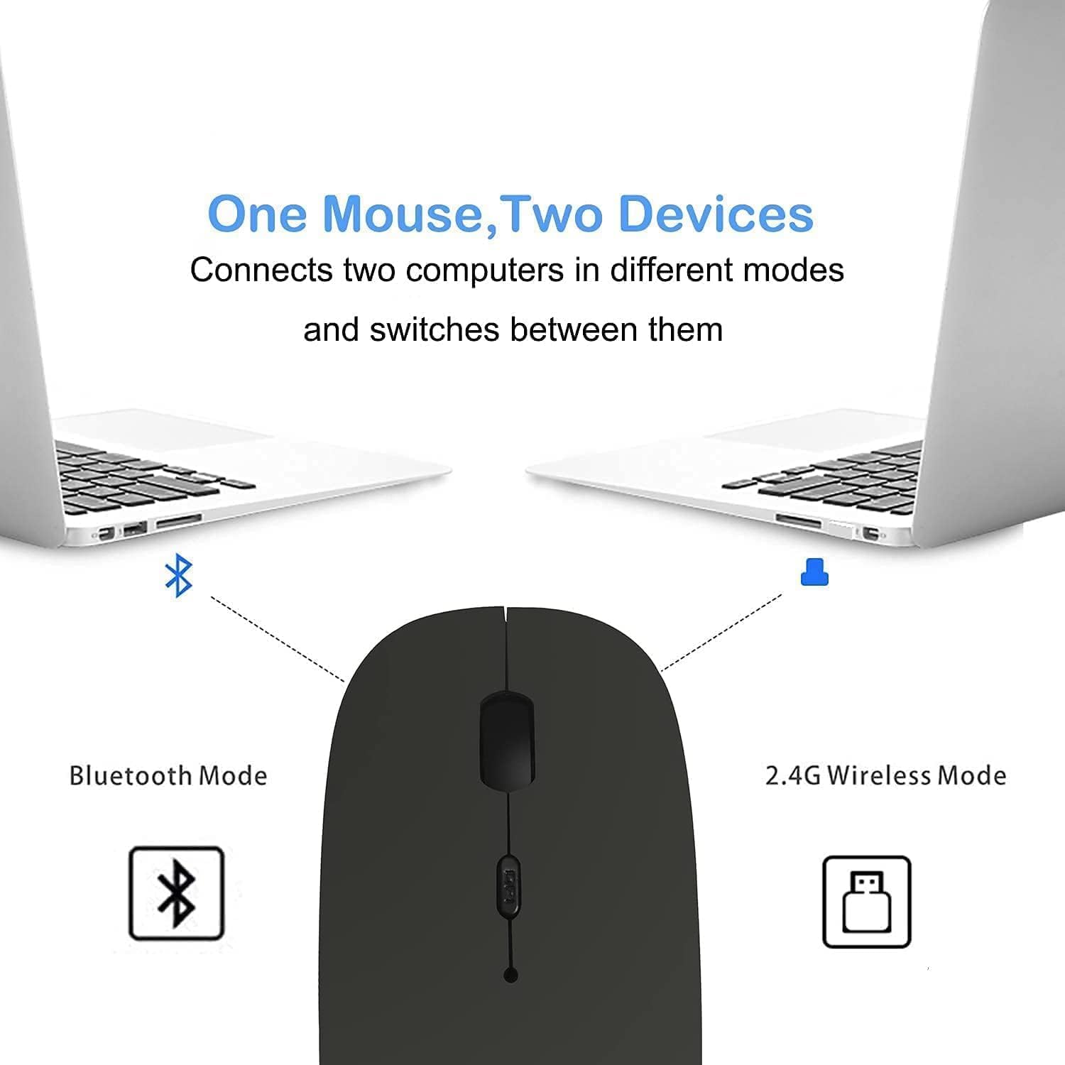 Bluetooth Mouse,Rechargeable Wireless Mouse for MacBook Pro/MacBook Air/Laptop/PC/Mac/iPad pro/Computer,Bluetooth 5.2 + 3.0 +2.4G USB Receiver black Bluetooth 5.2 dual-mode rechargeable sil