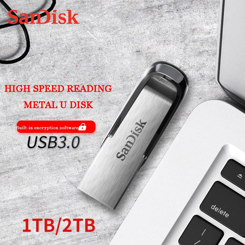 SanDisk USB Flash Drive 512GB Memory Stick Pen Drives Flashdisk 1TB 2TB U Disk Storage Device Silver 128GB