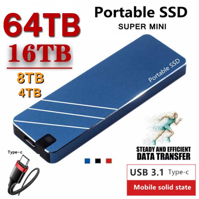 Mini Portable SSD Type-C/USB3.1 External Mobile Solid State Drive High Speed 4TB 8TB 16TB Hard Drive Laptop Hard Drive