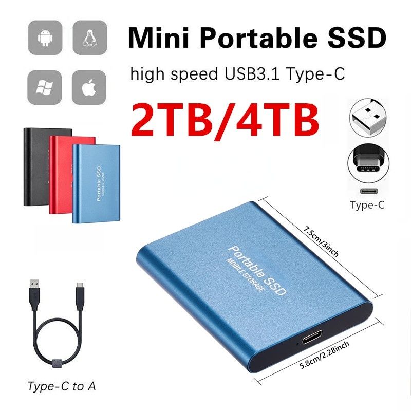 High Speed Mobile External SSD 8TB 4TB 2TB 1TB 500GB 2.5" Portable External Hard Drive Disk USB 3.0 SSD For Desktop Laptop