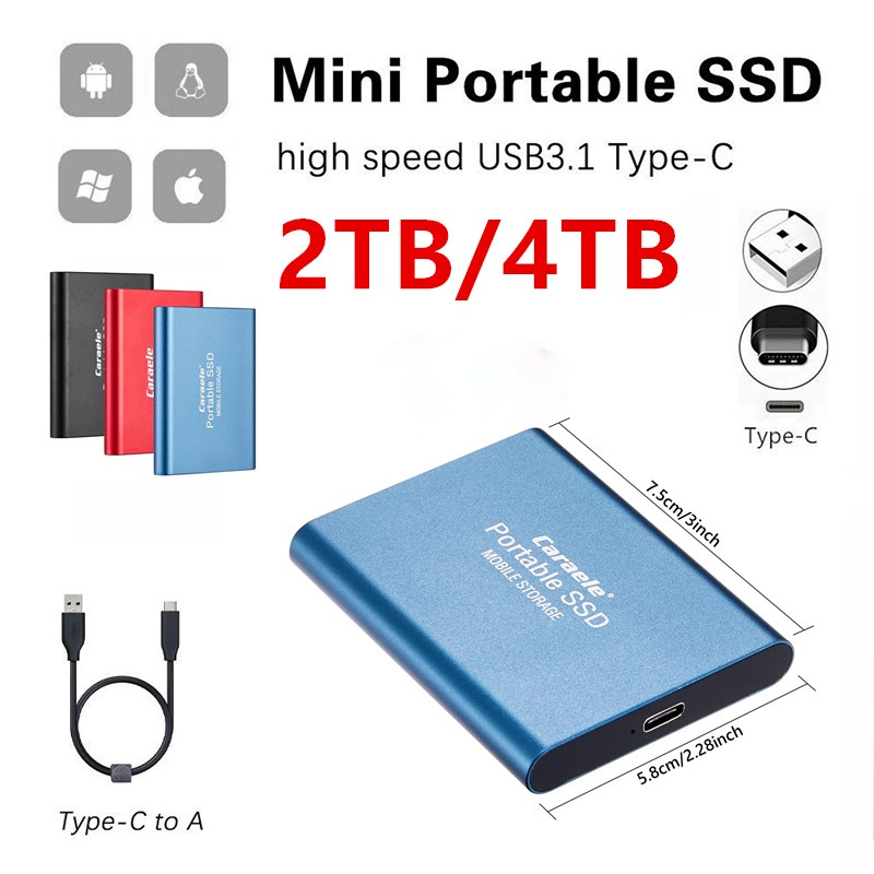Original High Speed 4TB 2TB 1TB SSD External Hard Drive SSD TYPE-C Mobile External Solid State Drives for Laptops desktop