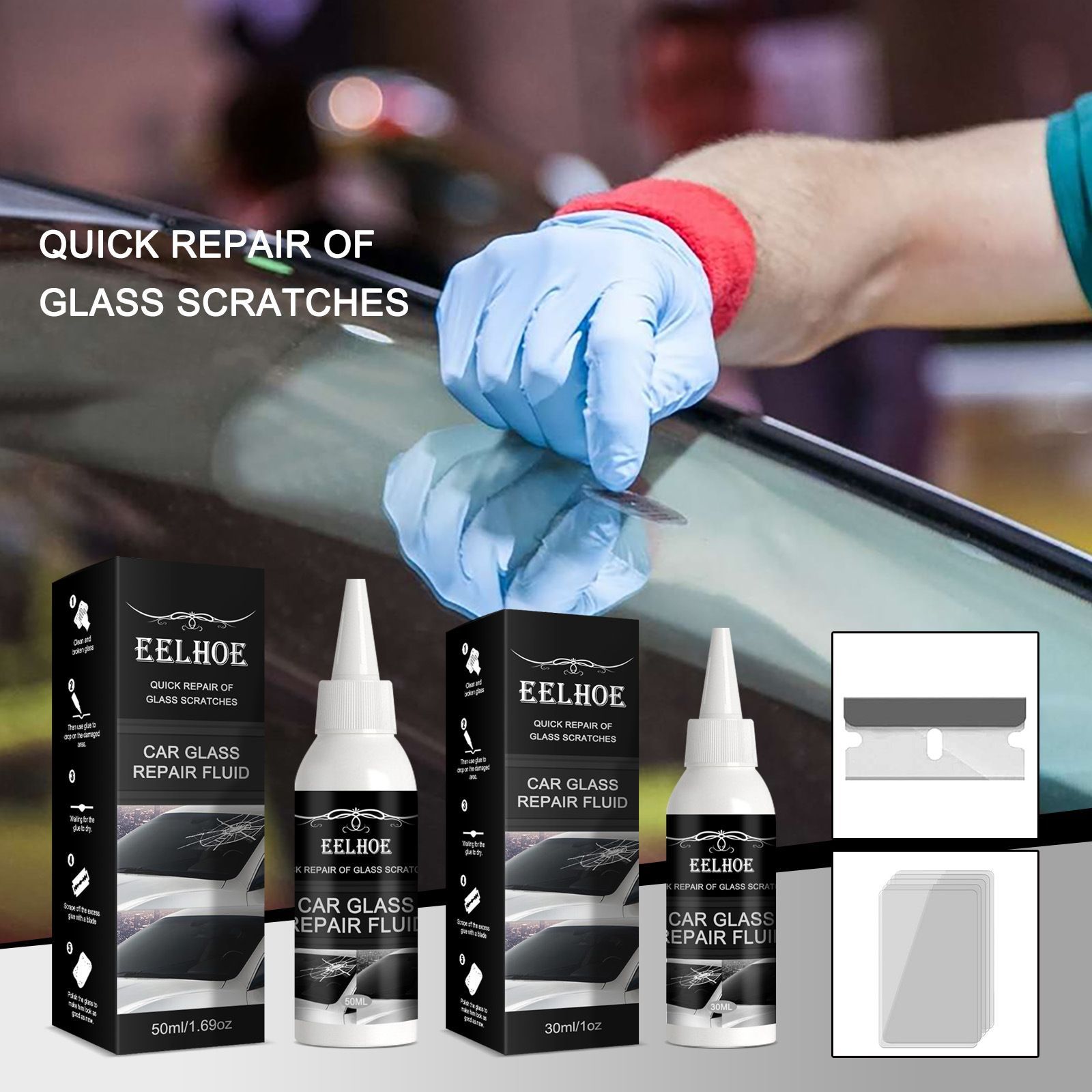 Windshield Crack Repair Kit, New Windshield Crack Repair Fluid Window Automotive Windscreen Tool, Car Glass Repair Glue Scratch Chip Cracks Repair Kit (qcblxfj128yx01) 30ML one size