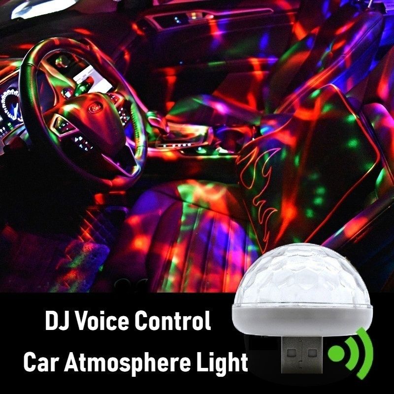 USB Mini Disco Light,Party Lights Ball Sound Activated, Halloween DJ Disco Ball Stage Lights-Multi Colors LED Car Atmosphere Light,Magic Strobe Light for Xmas Parties,Pool,Club, as picture one size
