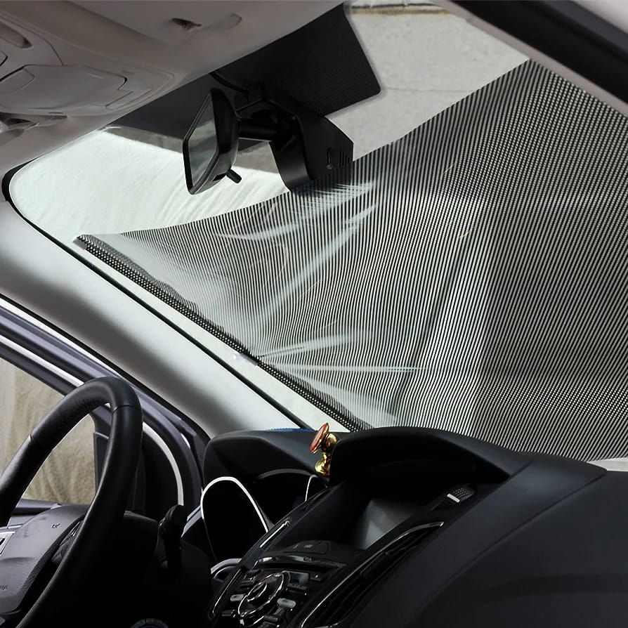 Retractable sunlight windscreen shield sunshade anti-uv windshield car accessory windscreen cover for dashboard protection against sun 125cm*58cm Black one size