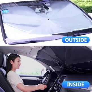 CAR DASHBOARD UMBRELLA SUNVISOR WINDSCREEN COVER CAR WINDSHIELD SUN SHADE UV RAYS AND HEAT SUN VISOR PROTECTOR FOLDABLE REFLECTOR UMBRELLA BRELLA SHIELD Black one size