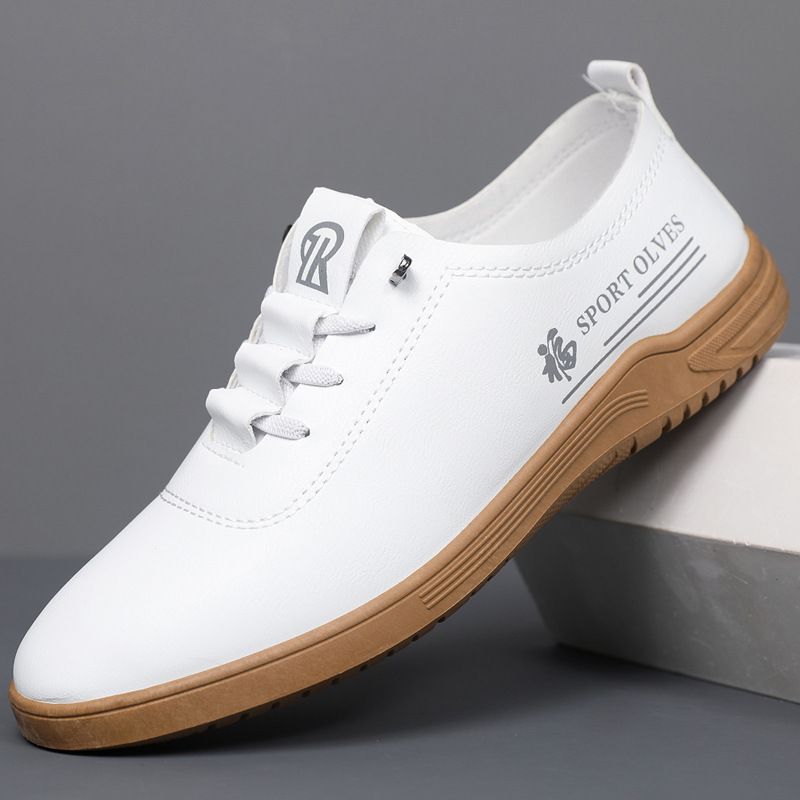 Plus size men's shoes four seasons new men's shoes casual loafers breathable fashion soft-soled round-headed men's leather driving shoes Black 39