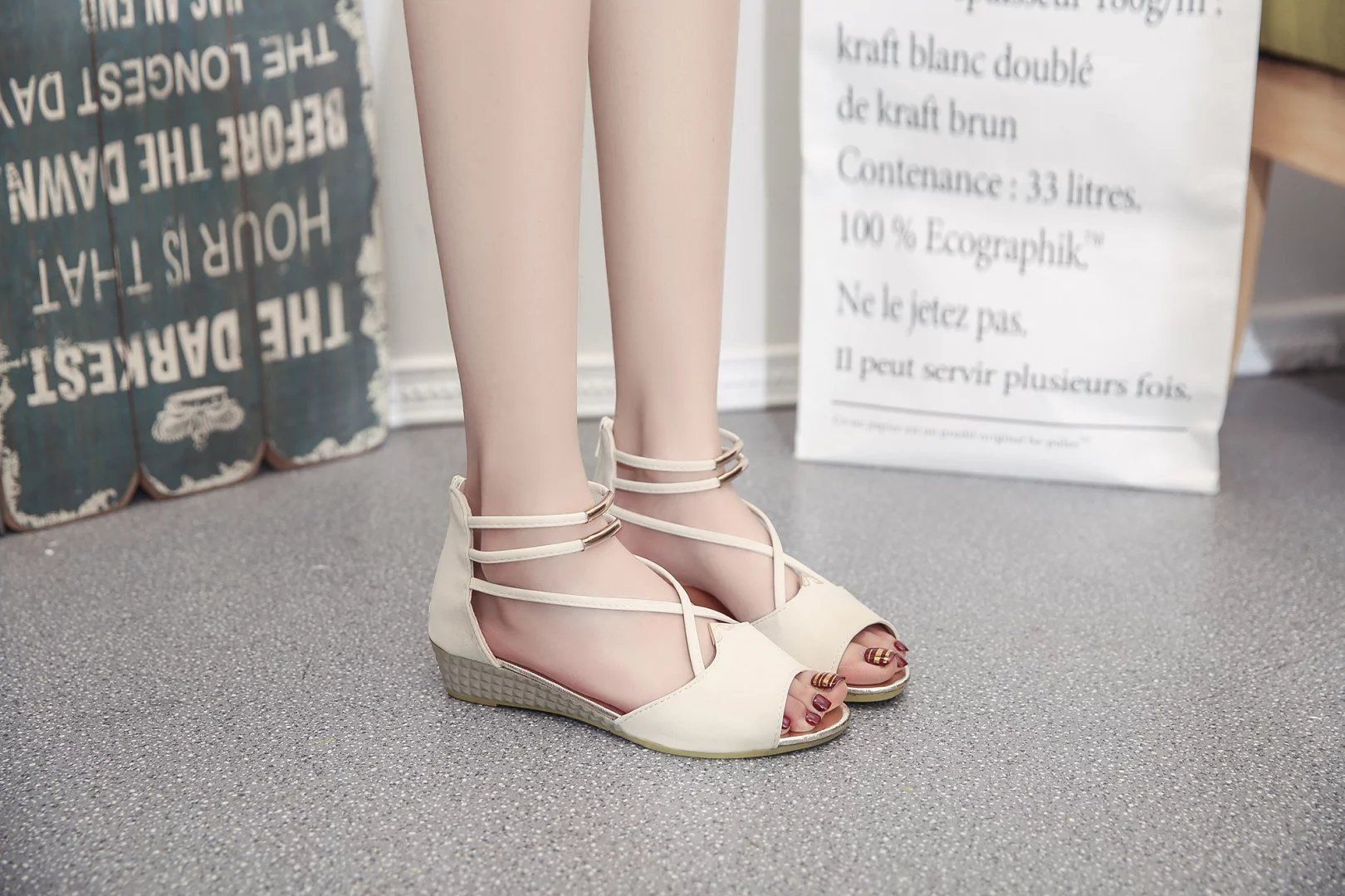 Women's muffin waterproof platform with thick bottom and low heel women's shoes fish mouth sandals