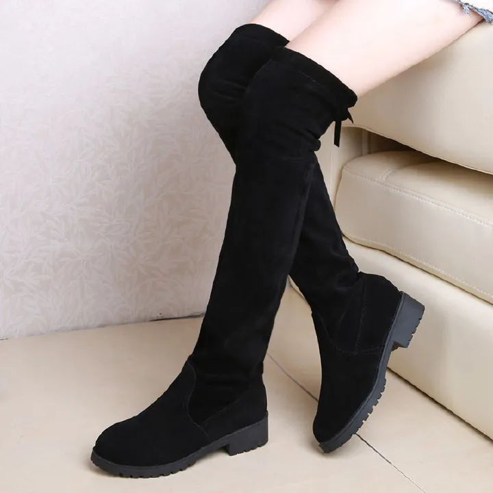 Women's Shoes Boots Over-The-Knee Ladies Shoes Long Boots Women Boots New Edition Boots Show Slim Knee High Elastic Suede Boots for Women Boots For Girl Party Gift Style Boots In Black Fashion