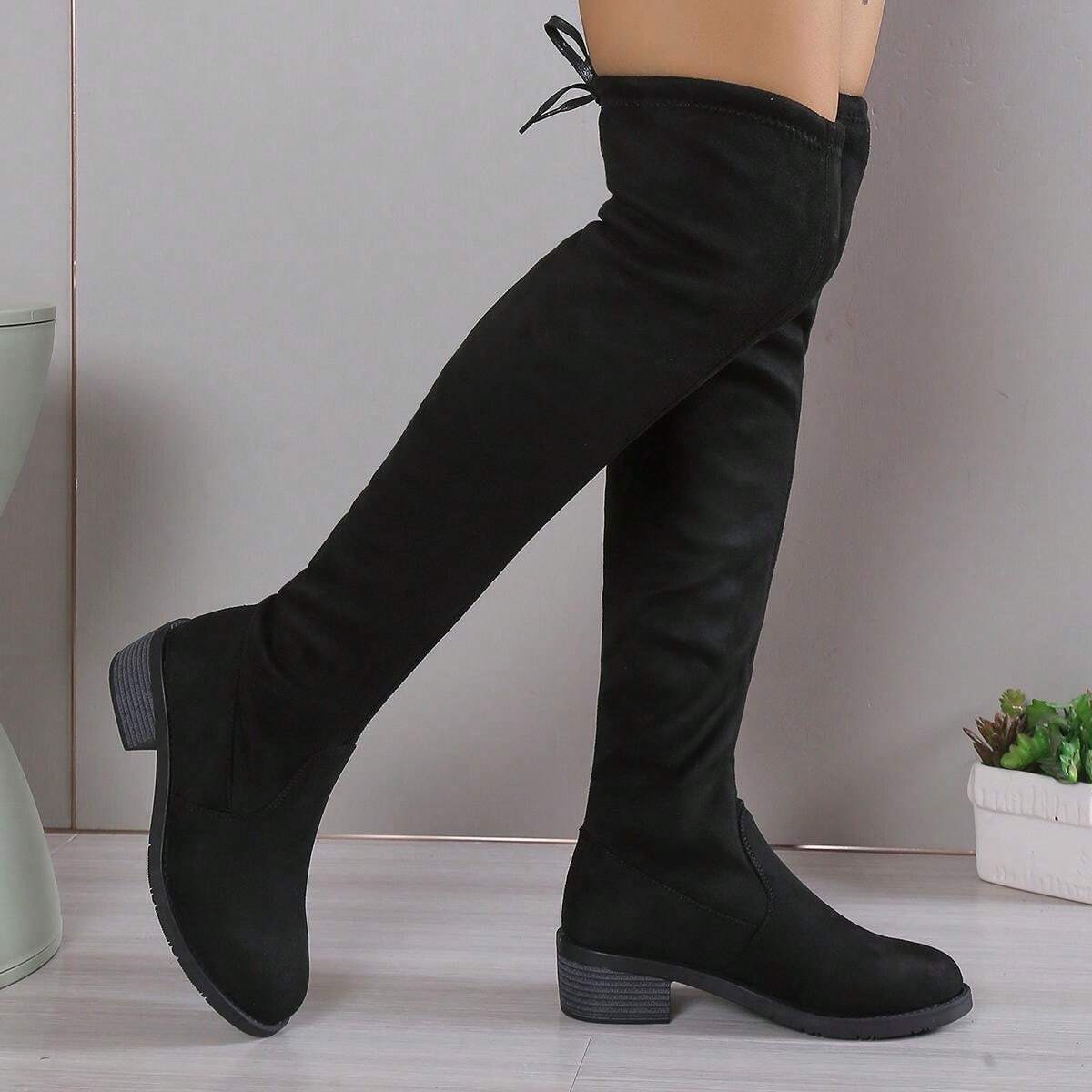 Women's Shoes Boots Over-The-Knee Ladies Shoes Long Boots Women Boots New Edition Boots Show Slim Knee High Elastic Suede Boots for Women Boots For Girl Party Gift Style Boots In Black Fashion