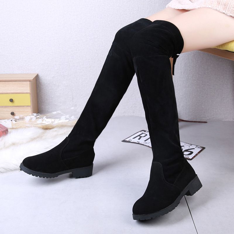 Women's Shoes Boots Over-The-Knee Ladies Shoes Long Boots Women Boots New Edition Boots Show Slim Knee High Elastic Suede Boots for Women Boots For Girl Party Gift Style Boots In Black Fashion