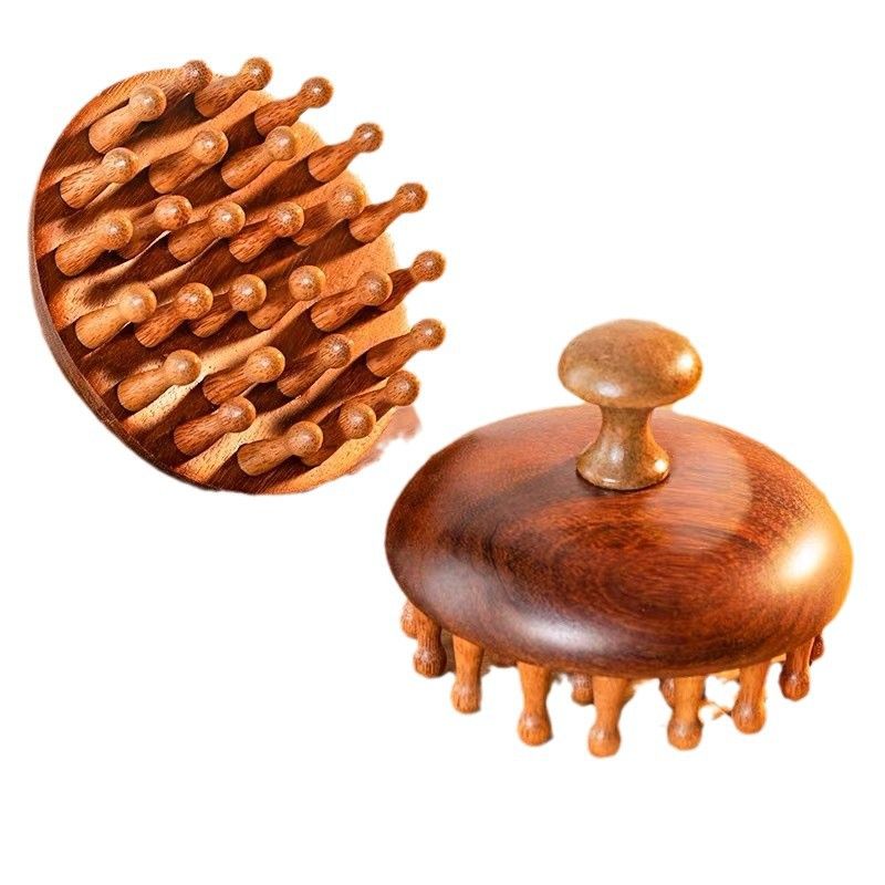 Scalp Massager Head Massager Manual Scalp Scrubber Scalps Brush with Sandalwood Bristles Portable Handheld Scalps Relax Tool scalp Massagers for Hair Growth Wet Dry Hair Brush for scalp Care Brown As