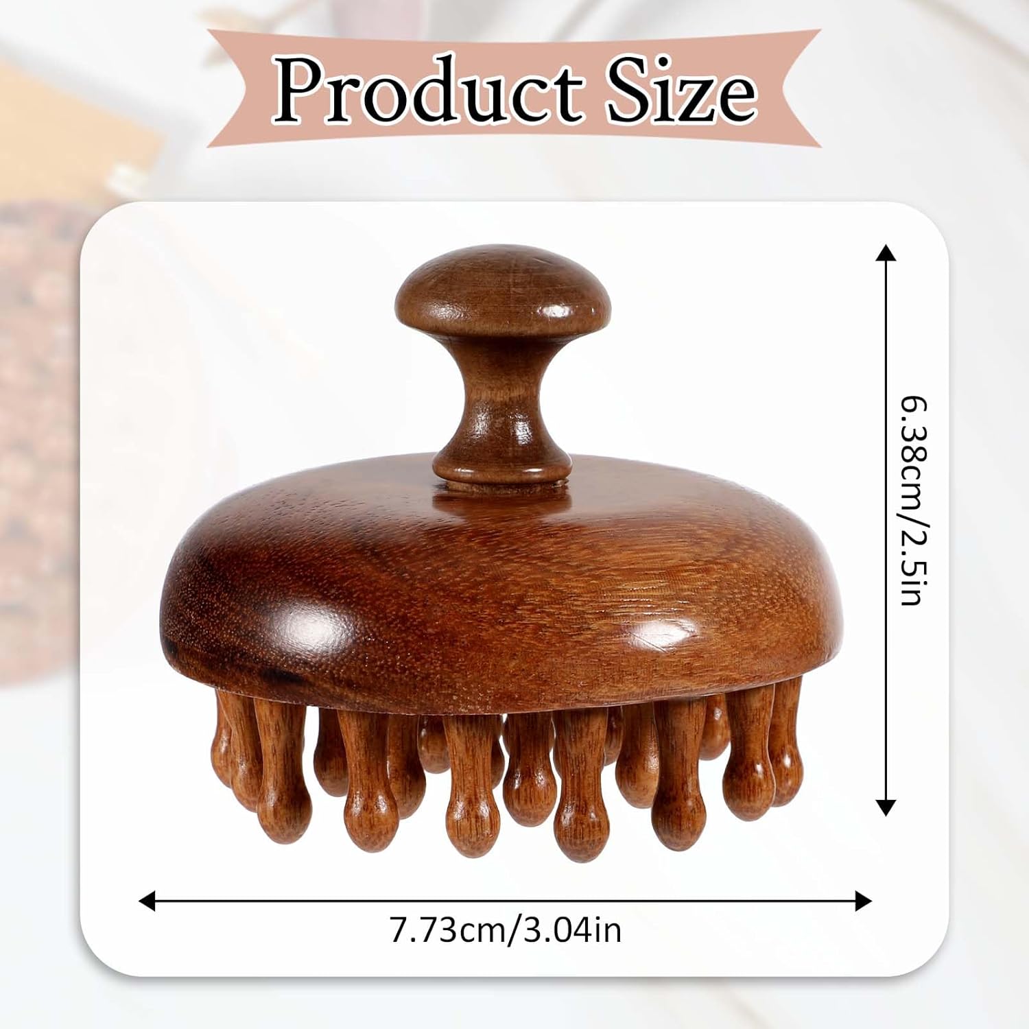 Scalp Massager Head Massager Manual Scalp Scrubber Scalps Brush with Sandalwood Bristles Portable Handheld Scalps Relax Tool scalp Massagers for Hair Growth Wet Dry Hair Brush for scalp Care Brown As