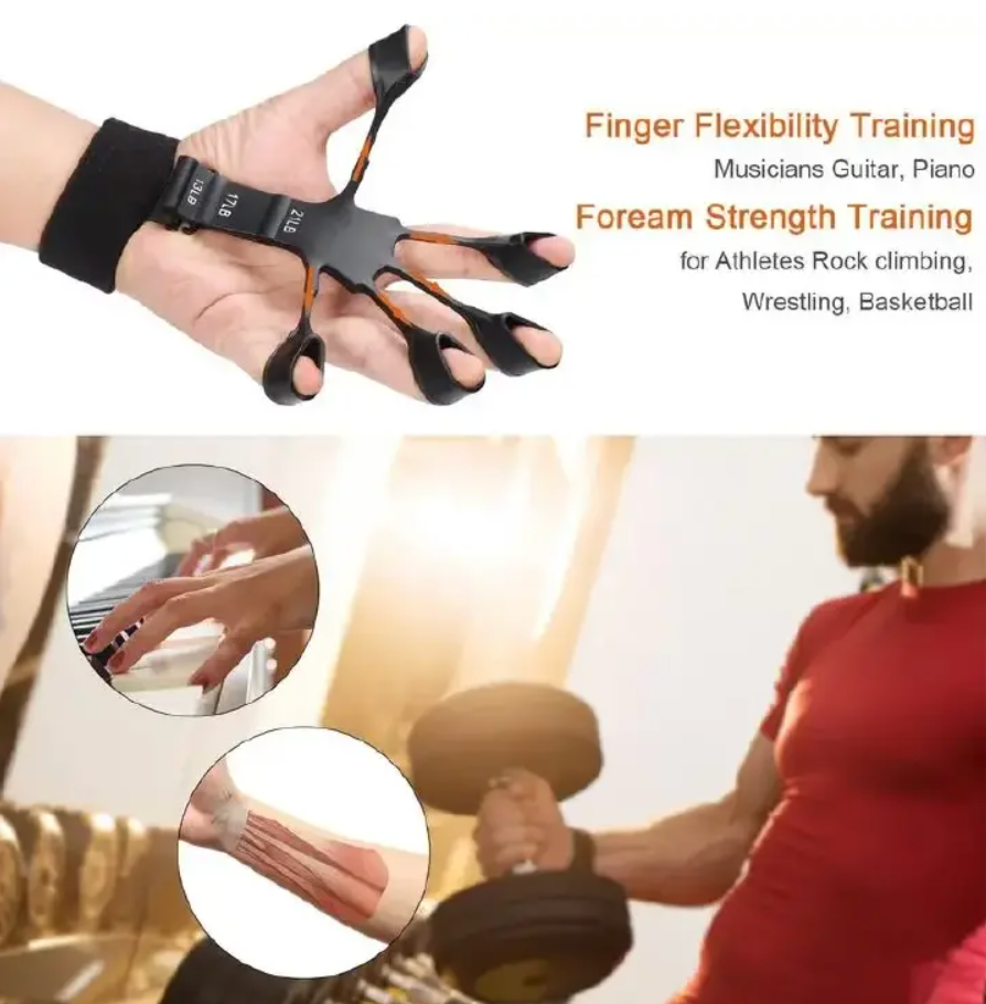 Finger Gripper Finger Exerciser Guitar Finger Exerciser 6 Resistant Levels Recovery Physical Tools Hand Strengthener For Patient Black One size