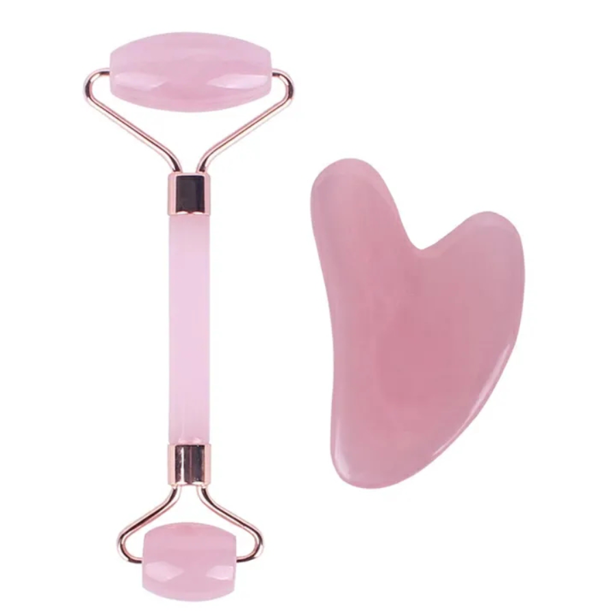 ink Roller Massager Resin Guasha Scraping Board Facial Skin Care guasha massage for face Scraper SPA Massager Acupuncture Tools 2pcs/set pink One size