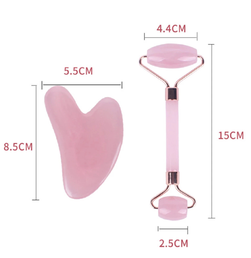 ink Roller Massager Resin Guasha Scraping Board Facial Skin Care guasha massage for face Scraper SPA Massager Acupuncture Tools 2pcs/set pink One size