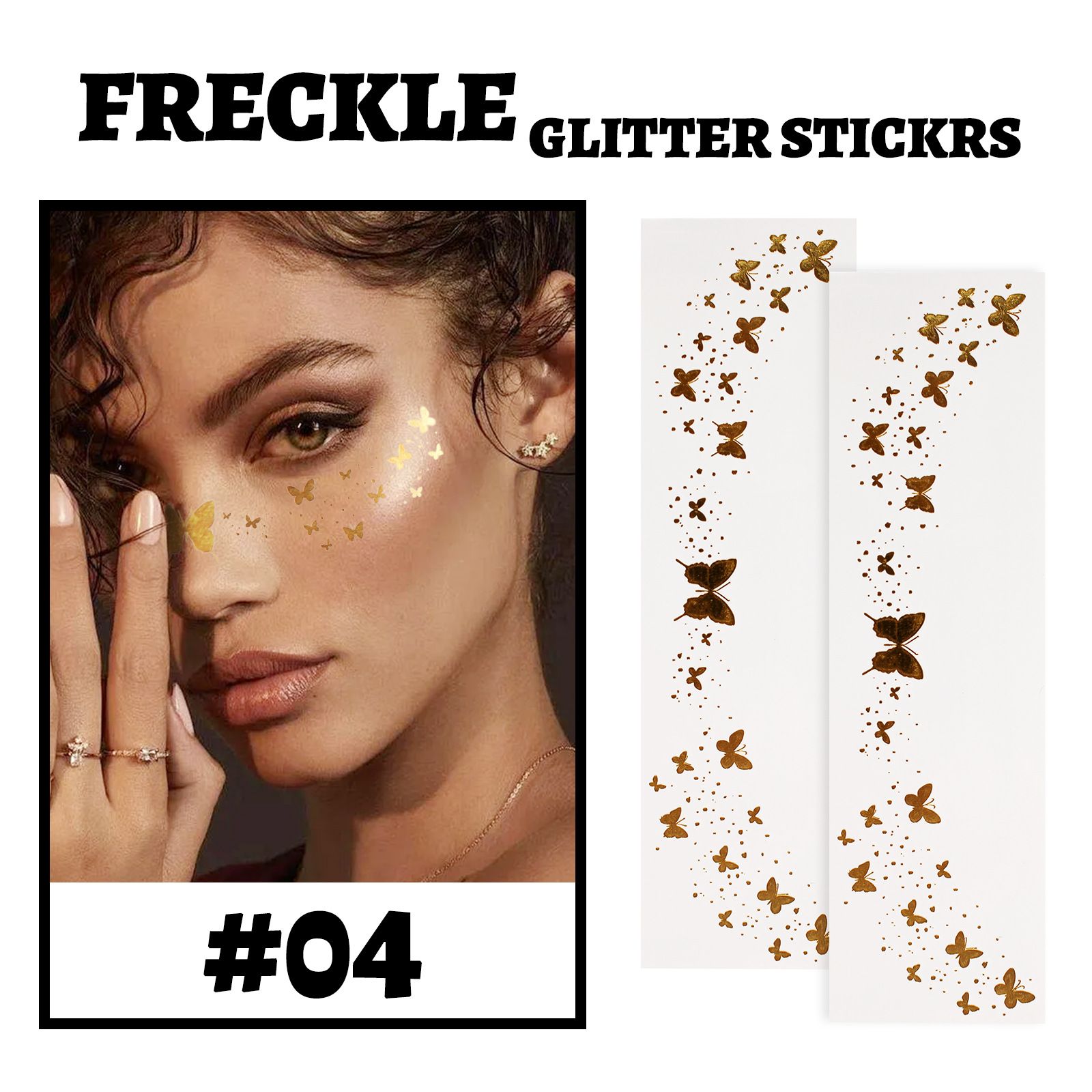 Gold Foil Tattoo Sticker, Waterproof, Glitter, Star & Butterfly Design, Party Stage Performance, Freckle Stickers, Tattoo Sticker Temporary Tattoo #01 Oon Piece