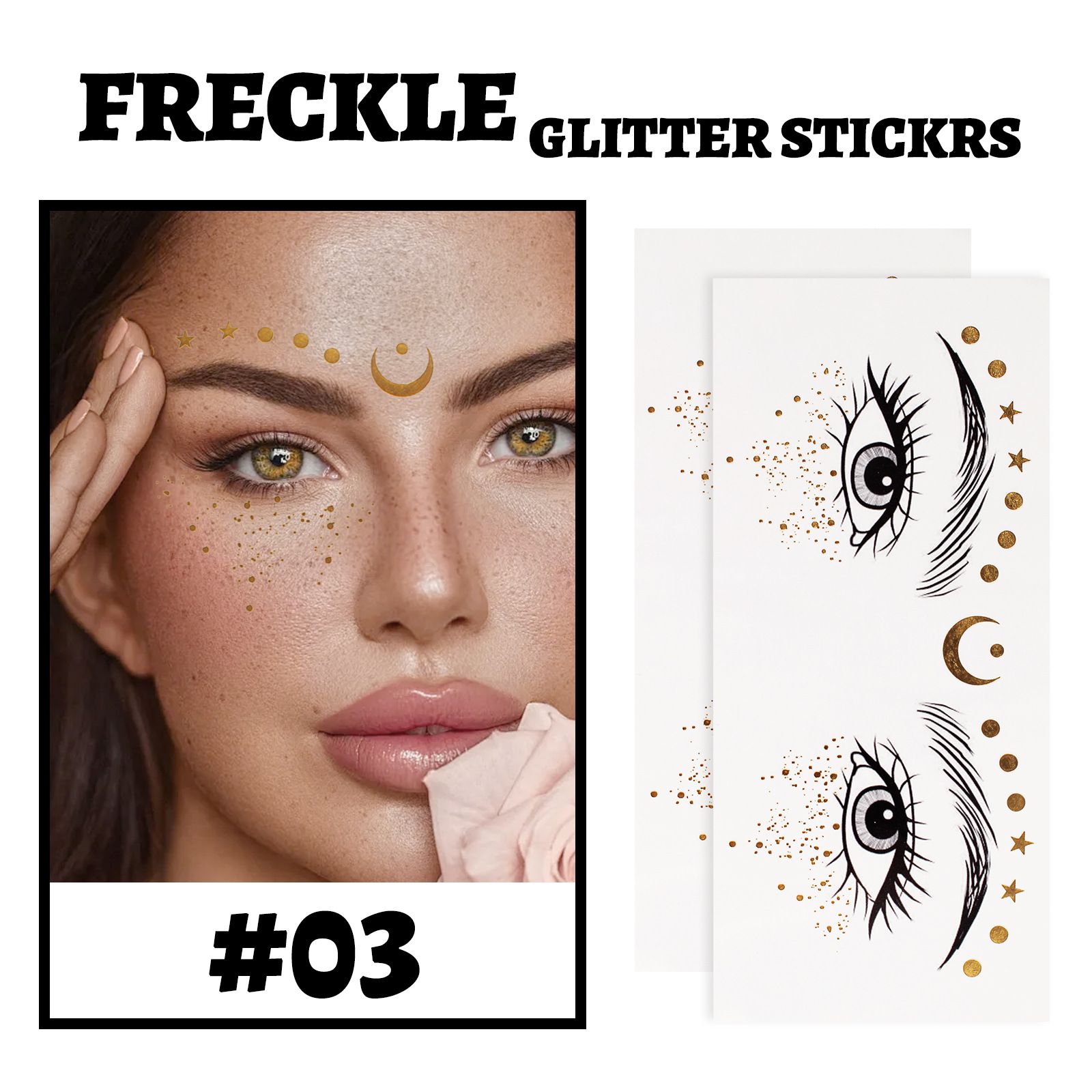 Gold Foil Tattoo Sticker, Waterproof, Glitter, Star & Butterfly Design, Party Stage Performance, Freckle Stickers, Tattoo Sticker Temporary Tattoo #01 Oon Piece