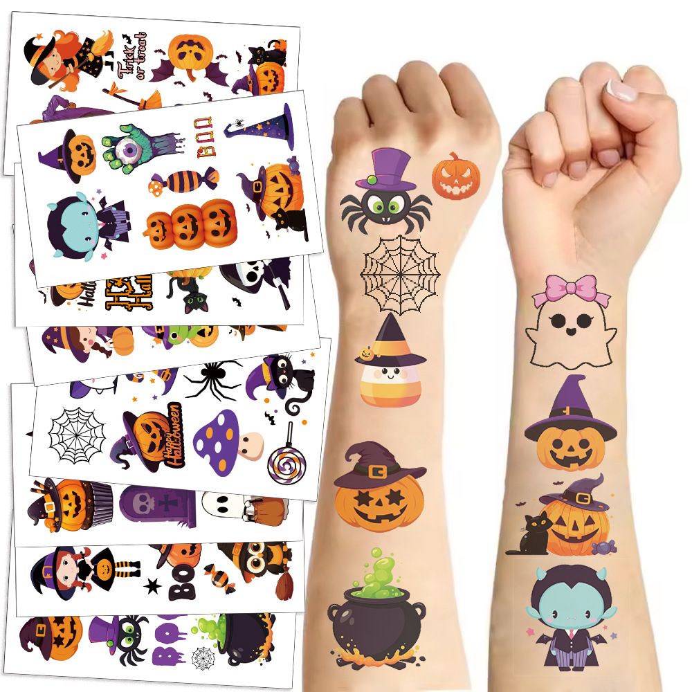 Halloween Temporary Tattoos Stickers for Kids Funny Halloween Themed 96PCS Birthday Party Supplies Favors Funny Cool Super Cute Fake Tattoos Party Decorations Boys Girls School Rewards Gifts Halloween
