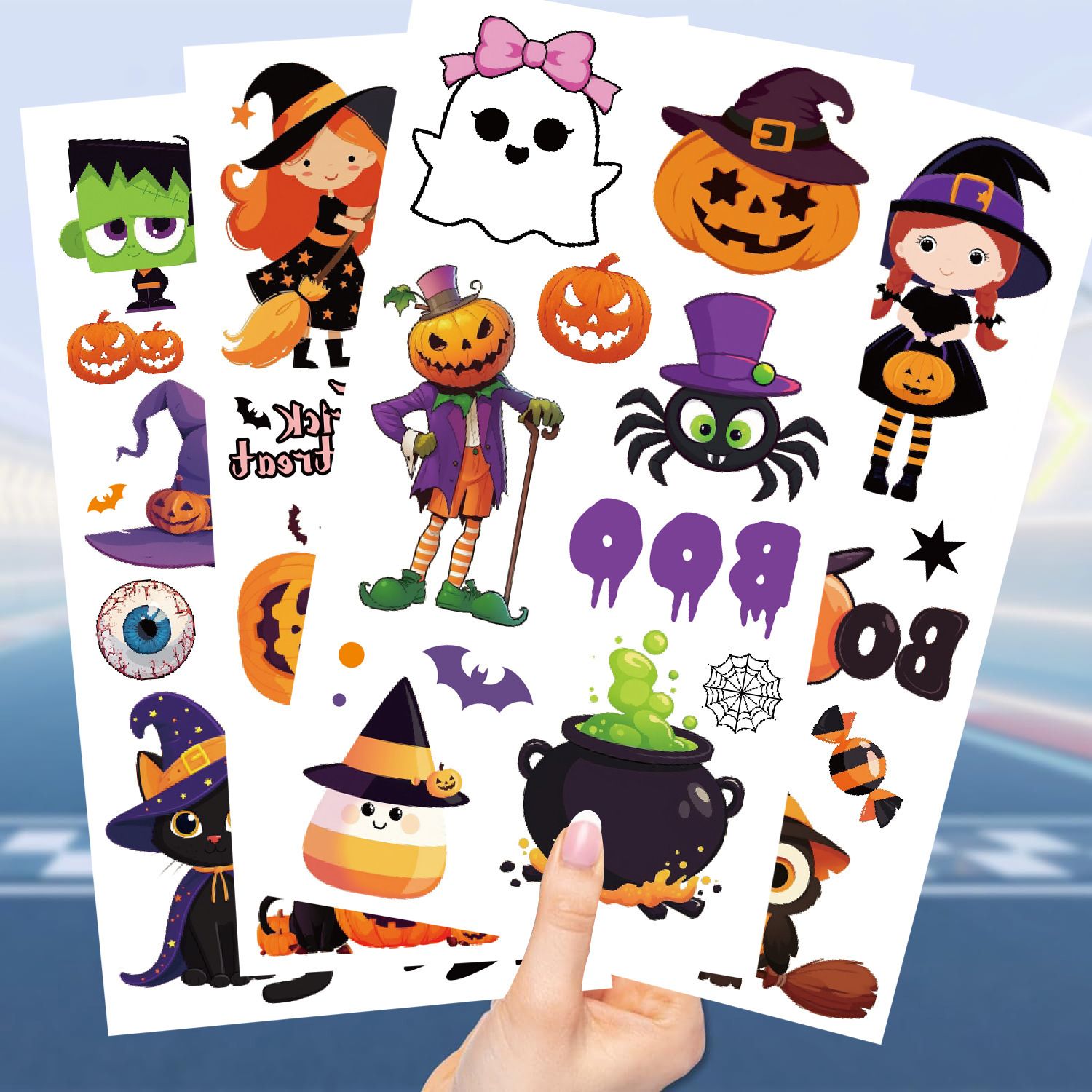 Halloween Temporary Tattoos Stickers for Kids Funny Halloween Themed 96PCS Birthday Party Supplies Favors Funny Cool Super Cute Fake Tattoos Party Decorations Boys Girls School Rewards Gifts Halloween