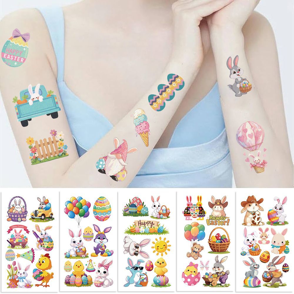 Easter Temporary Tattoos for Kids, Easter Fake Tattoos Stickers Bulk, Easter Basket Stuffers Egg Fillers for Boys and Girls, Easter Gifts for Teens Easter as picture