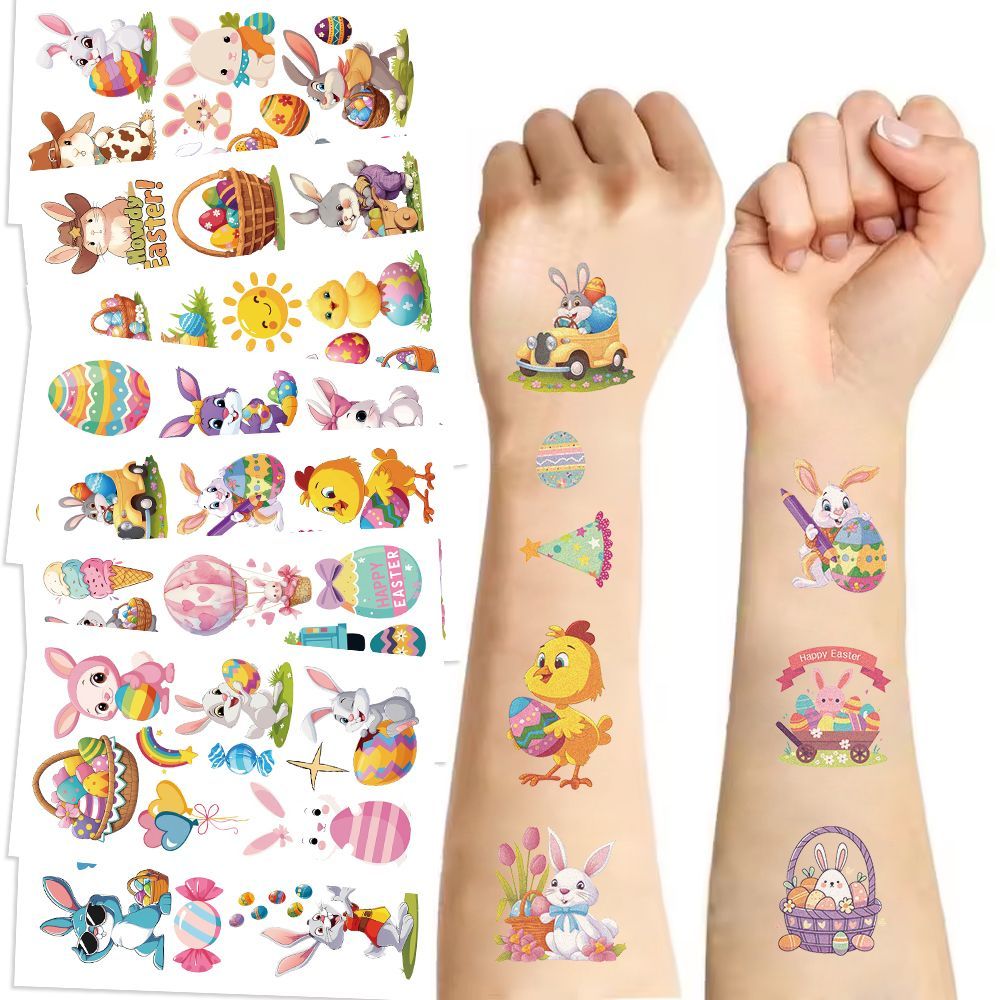Easter Temporary Tattoos for Kids, Easter Fake Tattoos Stickers Bulk, Easter Basket Stuffers Egg Fillers for Boys and Girls, Easter Gifts for Teens Easter as picture