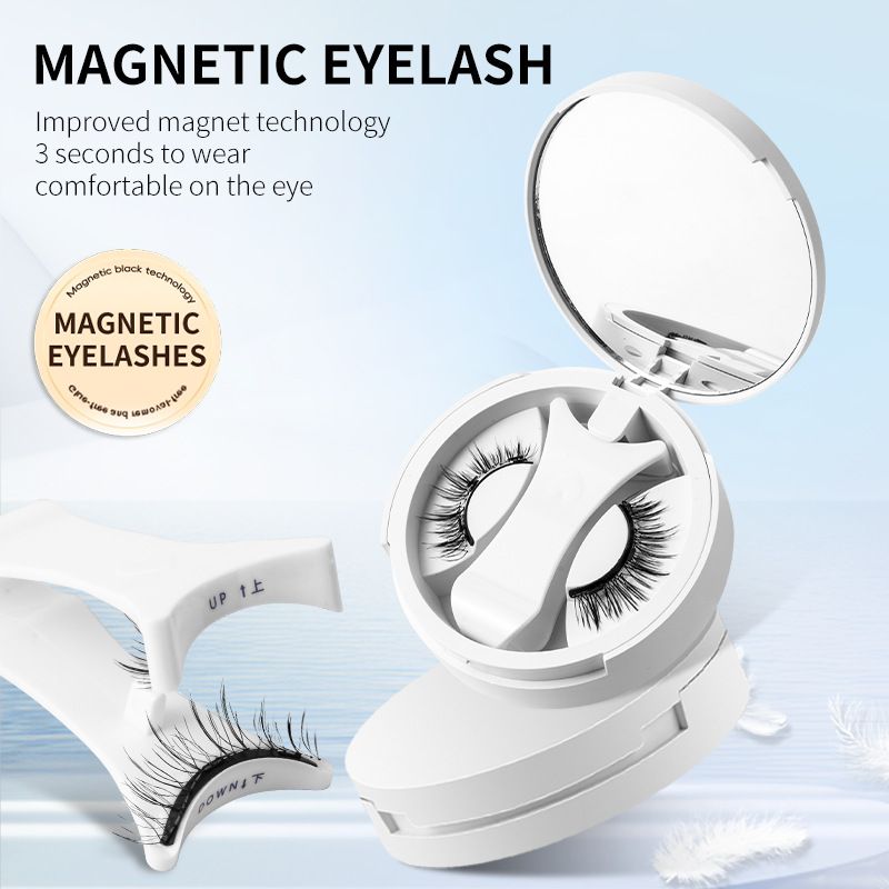 【 Good Item 】 Portable magnetic suction false eyelashes integrated storage box, glue free little devil magnet false eyelashes, natural Style_1 Xiaomi White