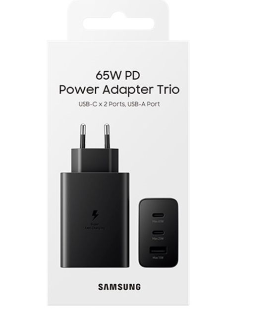 Samsung 65w PD power adapter trio.super fast charging at a very faster rate .can charge upto 3 phones at ago.power saving and efficient while using.portable