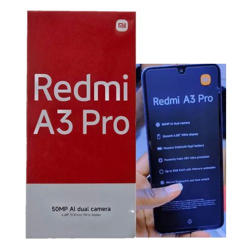 XIAOMI Redmi A3 Pro, 6.88", 128GB + 8GB RAM (4gb+4gb Expandable Ram)(Dual SIM), 5160mAh