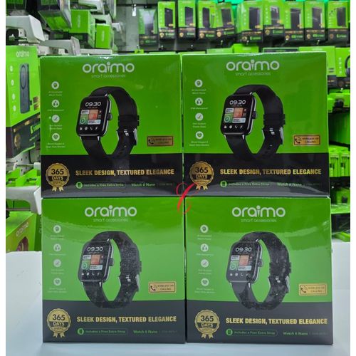 Oraimo Watch 6 Nano OSW-807N, 1.52” TFT Full Touch Color Display, IP68 Waterproof, Wireless HD Calling Smart Watch - Black. can withstand power for a long period of time upto 2 weeks standby