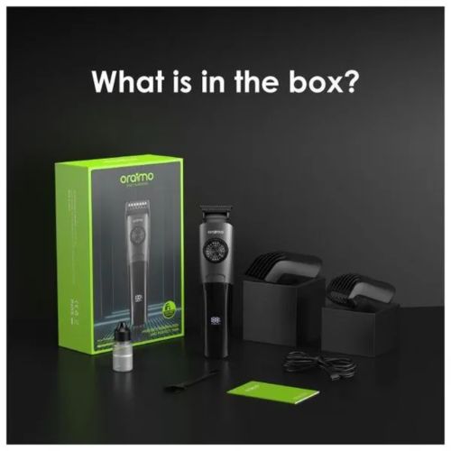 Original Oraimo Smart Trimmer 2 Rechargeable Hair Clipper Beard Shaver Grooming Tool with Stainless Steel Blades, Adjustable Guide Comb, Quiet Motor, USB Charging and Long-Lasting Battery Performance.