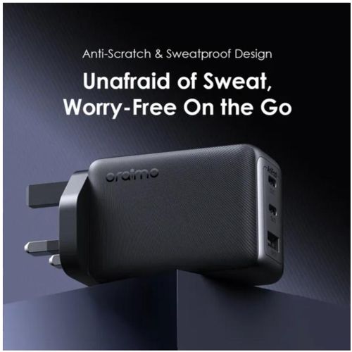 Oraimo HyperGaN 65 65W GaN Wall Charger Kit with 100W CC Cable with a Gan Tech Support Laptop Charging Intelligent Power Distribution & Anti-scratch Texture