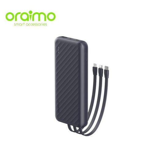 Oraimo Slice Link Pro 10000mAh 22.5W Powerbank with Charging cables - 10000mAh Capacity - 22.5W Fast Charging - Attached Cables: USB-C, Lightning, Micro USB - 5 Outputs / 2 Inputs - Type-C Output