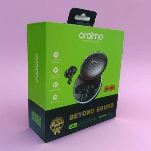 Oraimo SpaceBuds Hybrid ANC True Wireless Earbuds Customized Voice Prompt-Space Grey.can withstand power for a long period of time upto 15 days standby..superb bass