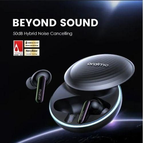 Oraimo SpaceBuds Hybrid ANC True Wireless Earbuds Customized Voice Prompt-Space Grey.can withstand power for a long period of time upto 15 days standby..superb bass