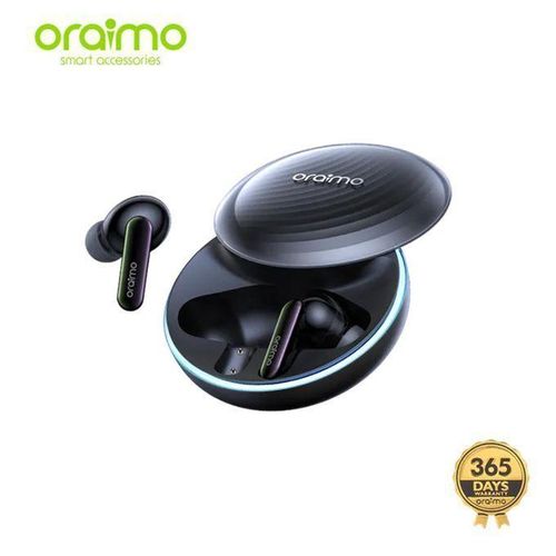 Oraimo SpaceBuds Hybrid ANC True Wireless Earbuds Customized Voice Prompt-Space Grey.can withstand power for a long period of time upto 15 days standby..superb bass