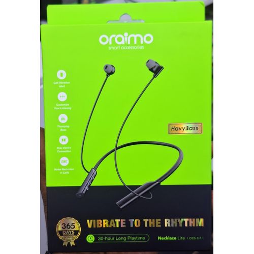 Oraimo Necklace Lite Wireless Neckband Earphones – Bluetooth 5.3, Deep Bass Sound, Long Battery Life, Magnetic Earbuds, Sweat-Resistant Sports Headset for Kenya