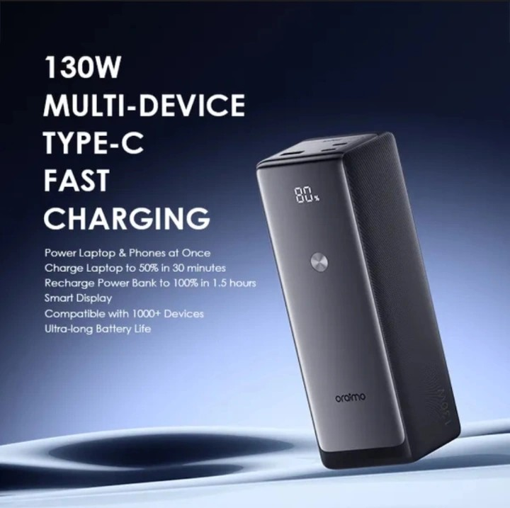 Oraimo PowerJet 130 OPB-727SQ 13000mAh Fast Charging Power Bank Dual USB Portable Charger Type-C Input Slim Powerbank LED Indicator Safe Charging for Android iPhone Tecno Infinix Samsung Kenya