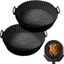 2pcs round air fryer silicone liner accessories reusable airfryer liner non-stick baking tray pot basket baking pan mats