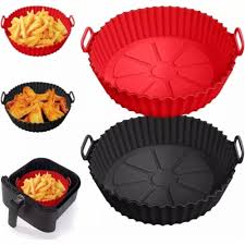 2pcs round air fryer silicone liner accessories reusable airfryer liner non-stick baking tray pot basket baking pan mats
