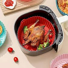2pcs round air fryer silicone liner accessories reusable airfryer liner non-stick baking tray pot basket baking pan mats