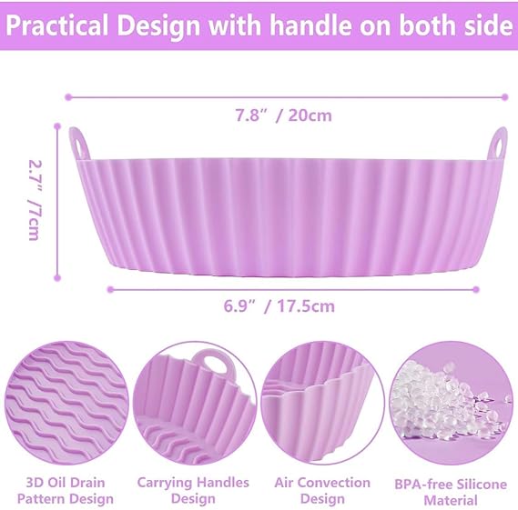 1pcs  Air Fryer Silicone Mat, Round Air Fryer Silicone Pot- 1 Piece Base 16 * Height 5 CM ‎ Silicone Liner Air Fryer Silicone Pot Round Air Fryer
