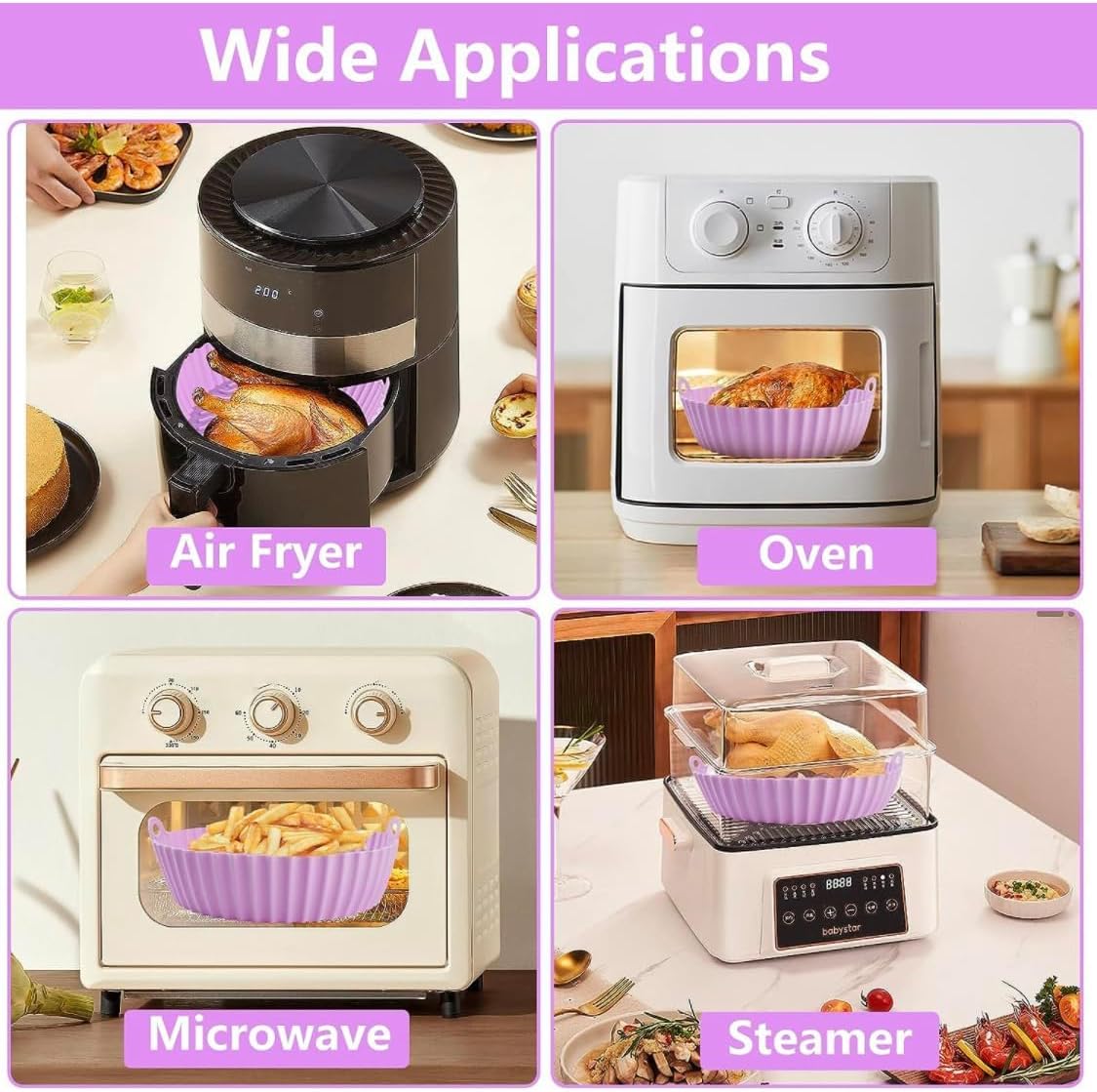 1pcs  Air Fryer Silicone Mat, Round Air Fryer Silicone Pot- 1 Piece Base 16 * Height 5 CM ‎ Silicone Liner Air Fryer Silicone Pot Round Air Fryer